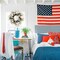 20 Inch 4th of July Patriotic Day Wreath Artificial Floral Wreath for Front Door Red Blue White Flower Patriotic Decorations for Memorial Day Independence Day Veterans Day
